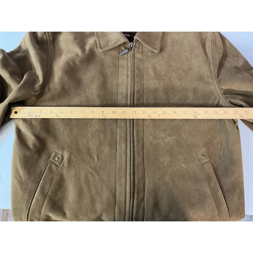 K.A.S. Suede Flannel Lined Full Zip Jacket Lg Brown - Picture 6 of 9